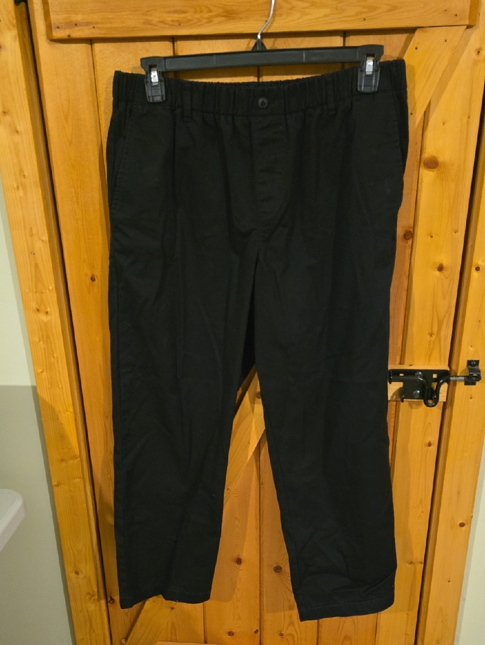 Men's Lands' End Black Slacks Elastic Waist Size 38/27